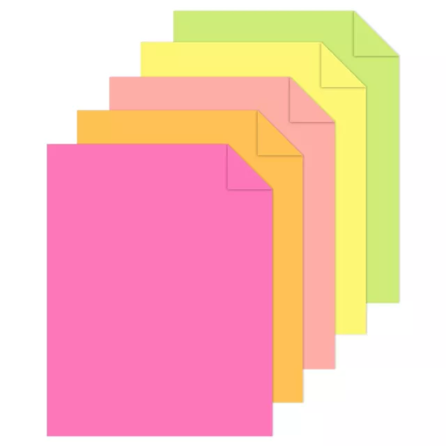 50 Sheets Neon Printer Paper 8.5 x 11 Assorted Colored Copy Computer Paper 20...