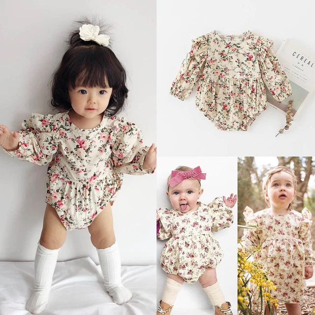Newborn Kids Baby Girl Clothes Floral Ruffle Jumpsuit Romper One Piece Outfits