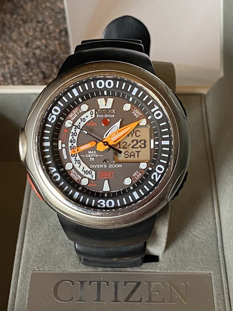 CITIZEN ECO DRIVE Promaster Aqualand Dive Computer World Watch 48mm ...