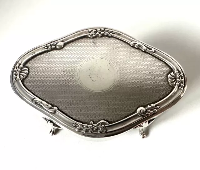 Antique Art Nouveau Chester Hallmark 1913 Sterling Silver Trinket Box on Legs