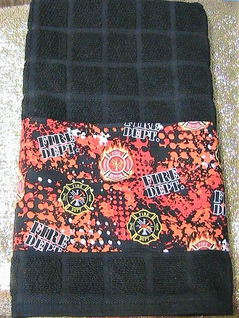 FIRE DEPARTMENT~1 full kitchen bath hand towel~HANG ON TOWEL BAR or STOVE BAR