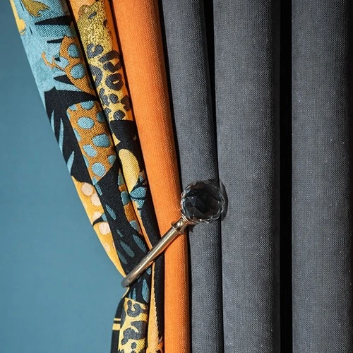 Curtains New Modern American Light Luxury Retro Stitching Curtain Dining Bedroom