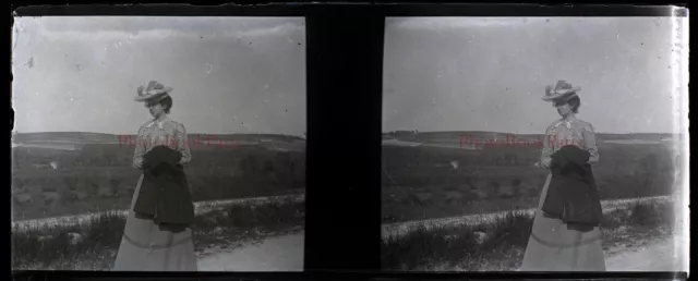Famille France Photo NEGATIVE Stereo Plaque de verre PL28L1n14 Vintage c1900  