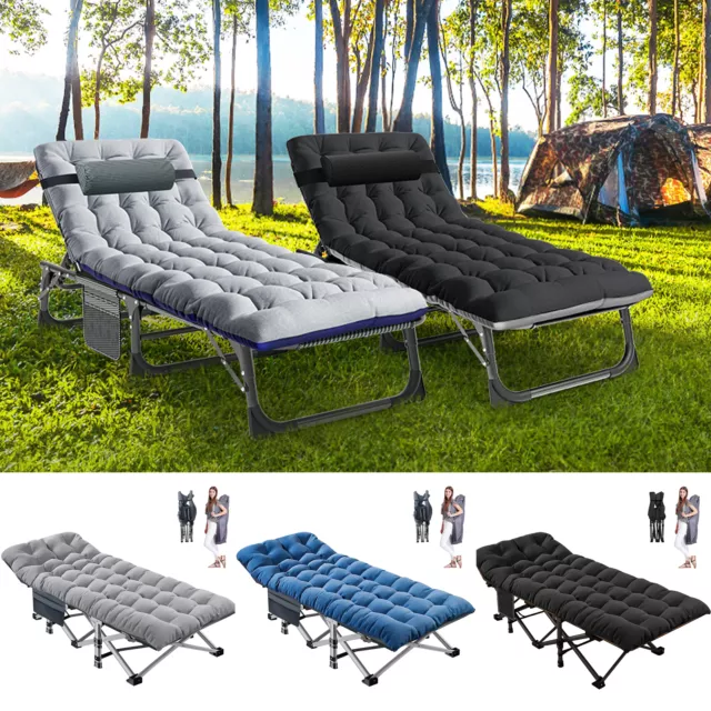 Folding Camping Cot 4 Position Adjustable Bed Chair For Youth Adult Travaling