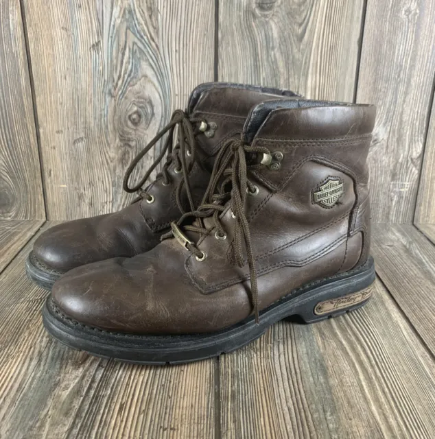 HARLEY DAVIDSON MENS Boots Size 10.5 Brown Leather Motorcycle Boots ...