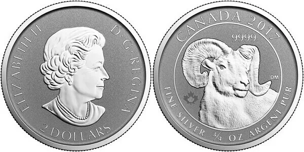 2017 Canada $2 Bighorn Sheep 3/4 oz Reverse Proof Silver Coin ~~ in Capsule