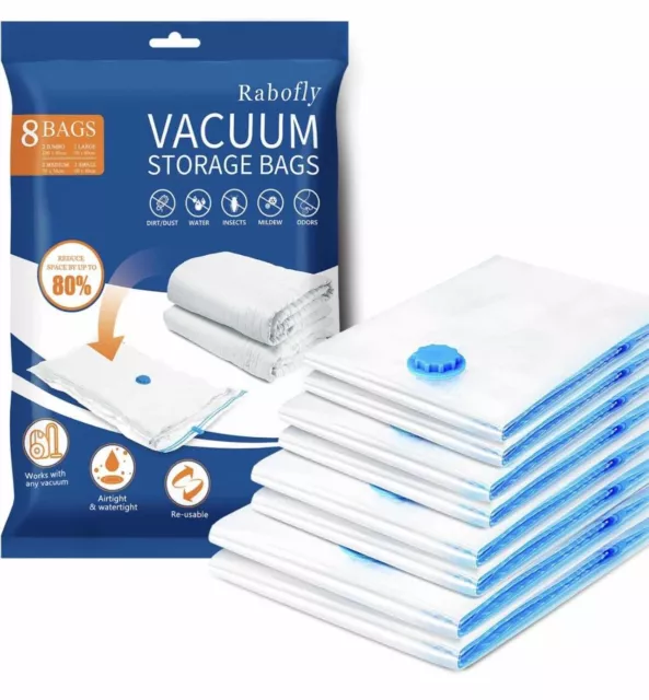 premium Vacuum Storage Bags - Pack of 8 (2 Jumbo + 2 Large + 2 Medium + 2 small)