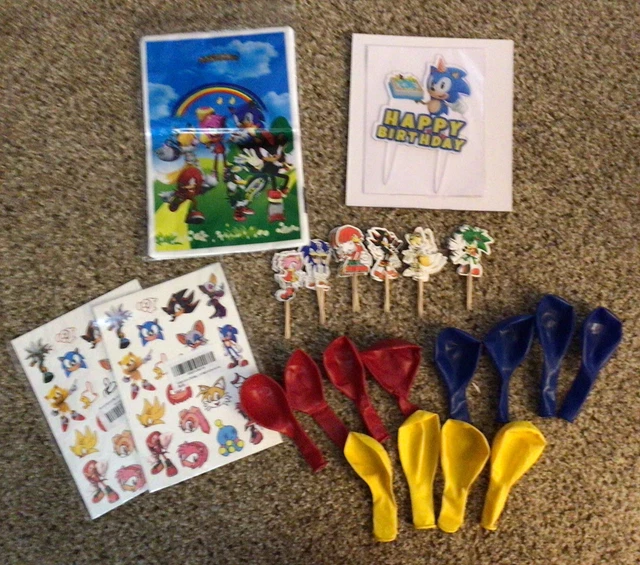 Sonic the Hedgehog Party Supplies Treat Bags Tattoos Balloons and Cake Decor