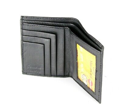 Mens Slim Thin Genuine Leather Bifold Id Wallet Money Credit Card Holder Window