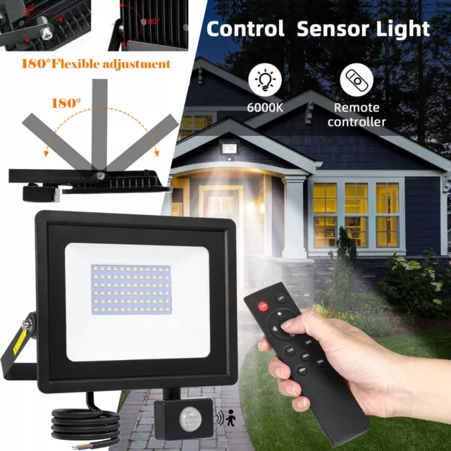 200W Led Floodlight Outdoor Security Light Flood Garden Motion Sensor Pir Lights