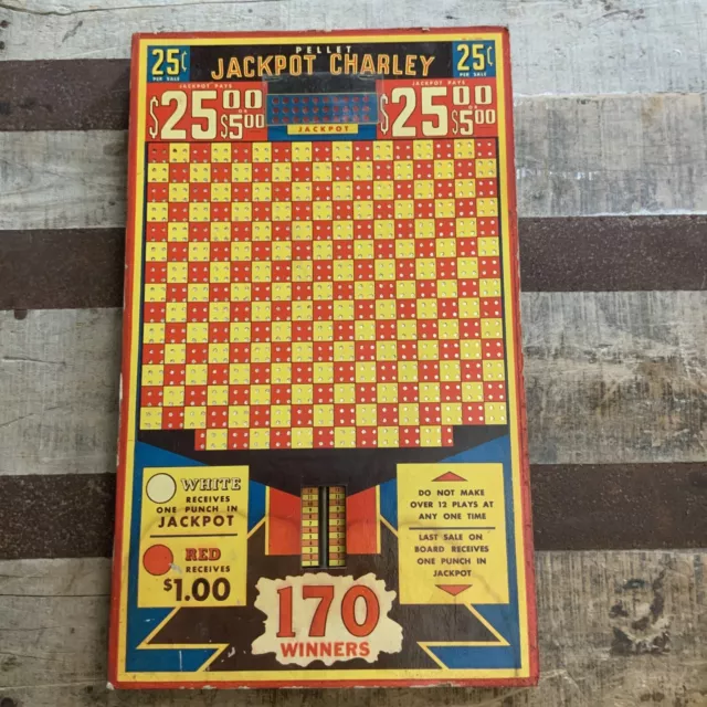 Vintage Rare Unused Punch Board Club Gambling Casino Game  Jackpot Charley