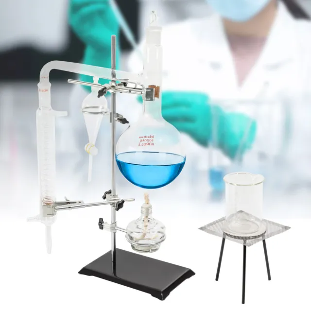 1000ml Glass Distillation Apparatus Distiller kit Flask For Chemical Laboratory