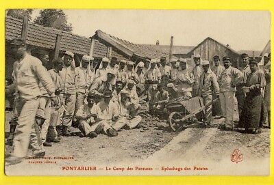 CPA 25-pontarlier Doubs camp military pareuses epluchage potatoes