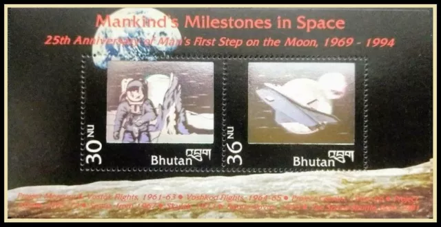 153. Bhutan 1994 Tampon M/S Hologramme, Inhabituel, Milestones En Space. MNH