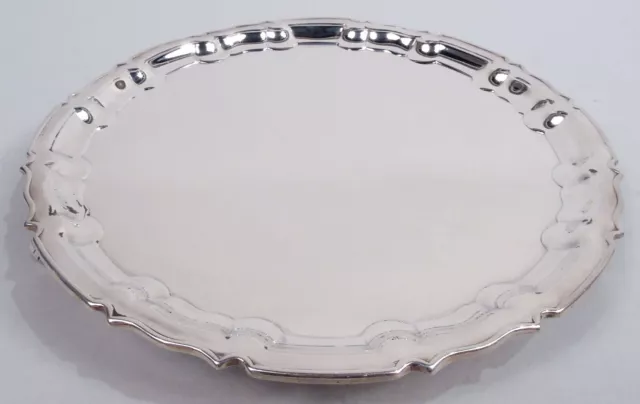 Hutton Salver Antique Georgian Piecrust Tray English Sterling Silver 1911