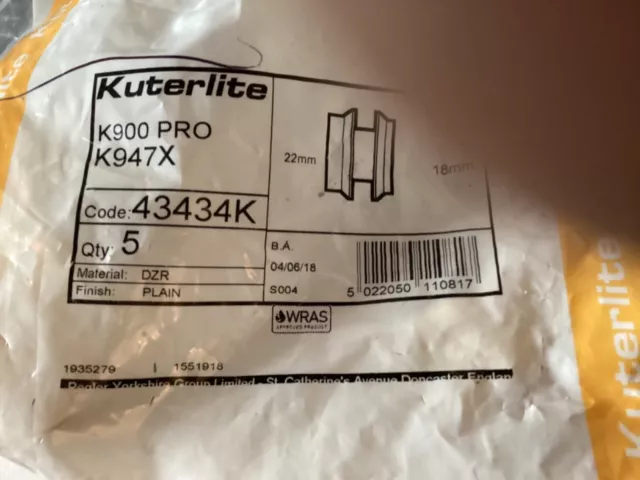 Kuterlite One Piece Reducers 22mm x 18mm  K900 PRO K947X 43434K