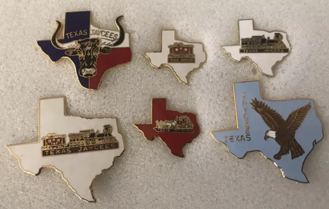 Texas Jaycees 6 State Outline Pins Lot