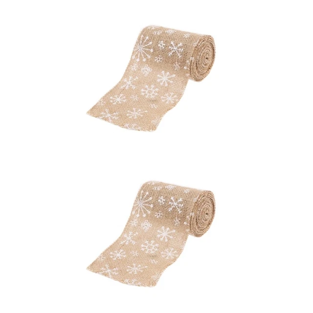 6 M Christmas Burlap Ribbon Wired Snowflake Vintage Sheer Decorate