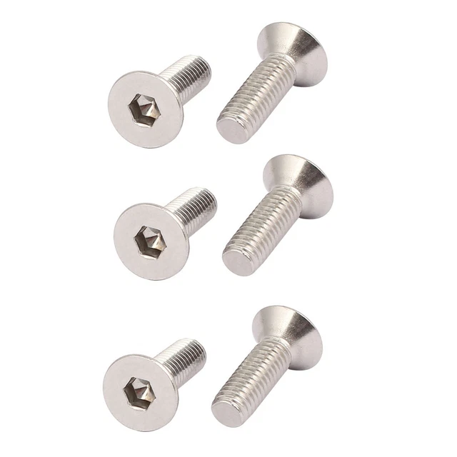 M6x20mm 316 piatto acciaio Inox Viti esagono incassato testa Argentato 6pz.