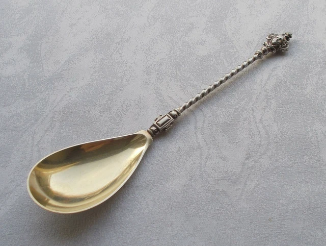 Rare Elegant Salad Spoon With Grotesque Mask 800er Silver Um 1880 Koch&bergfeld