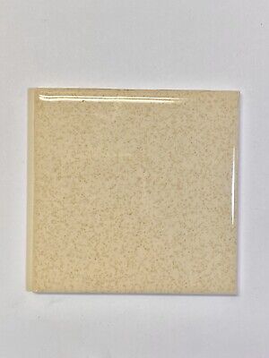 1ea Vintage Ceramic Wall Tile 4 1/4" Beige Brown Specks Reclaimed Glossy 4x4 Tan