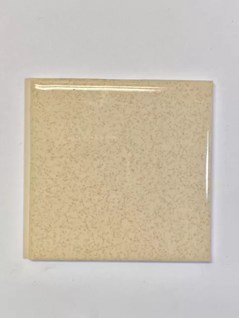 1ea Vintage Ceramic Wall Tile 4 1/4" Beige Brown Specks Reclaimed Glossy 4x4 Tan