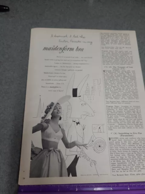 1952 Woman modeling Maidenform Bra Easter Parade vintage photo print ad L24