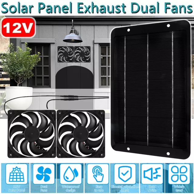 10W Solar Air Extractor Ventilator Exhaust Fan for Poultry House Greenhouse 12V