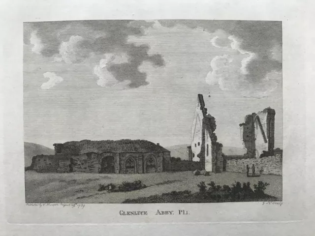 1789 Antique Print: Glenluce Abbey, Dumfries & Galloway, Scotland after Grose