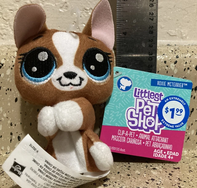 LITTLEST PET SHOP ClipaPet ROXIE MCTERRIER 4" Plush LPS NEW WITH TAGS