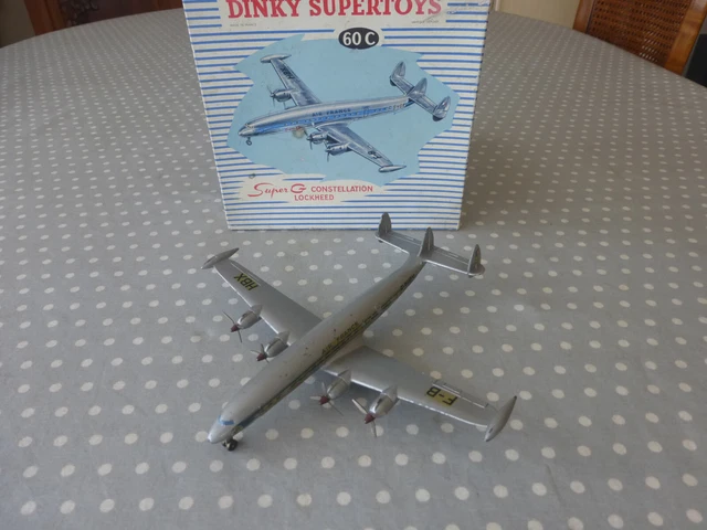 Avion Miniature Dinky Toys Super Constellation Lockheed 60C - Année 1960 - Zamak Gris - Très Bon état Occasion