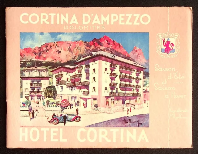 Hotel Cortina D'Ampezzo Dolomites Brochure Booklet 1930s Italy Room Photo Skiing