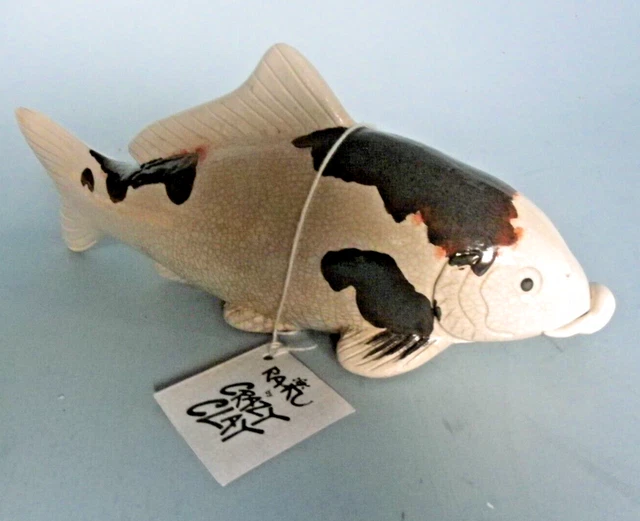 Raku Handmade Fish Crazy Clay Studio So. Africa Gerhard de Beer Signed 10" Long