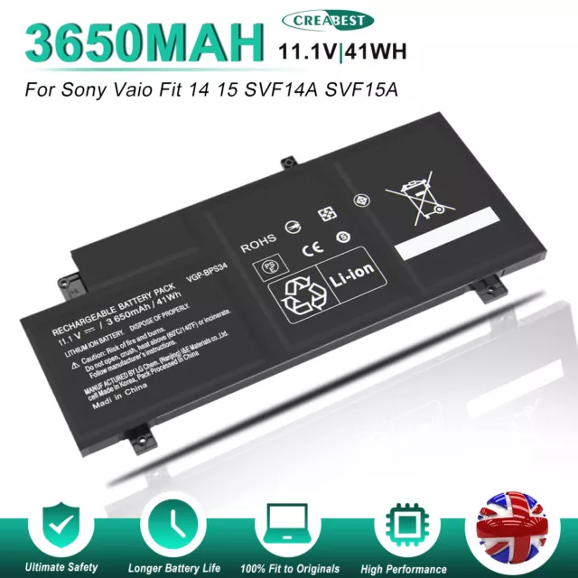 11.1V VGP-BPS34 VGP-BPL34 Battery For Sony VAIO Fit 14 SVF14A 15CXS SVF15A1ACXS