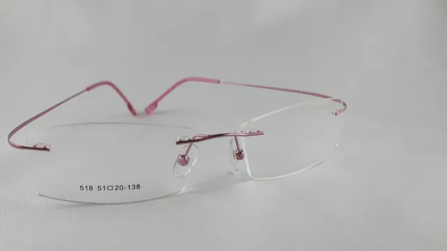 NEU + Randlose Scharnierlose Brille + Edelstahl + Rose + incl Sehstärke