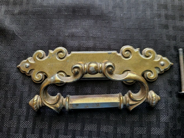 Cabinet Drawer Pulls / Handles Lot 3 Old Fancy Scroll Numbered Antique