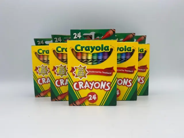 Lot Of 5 Crayola Crayons 24 Pack Boxes School Drawing Supplies New Made in USA