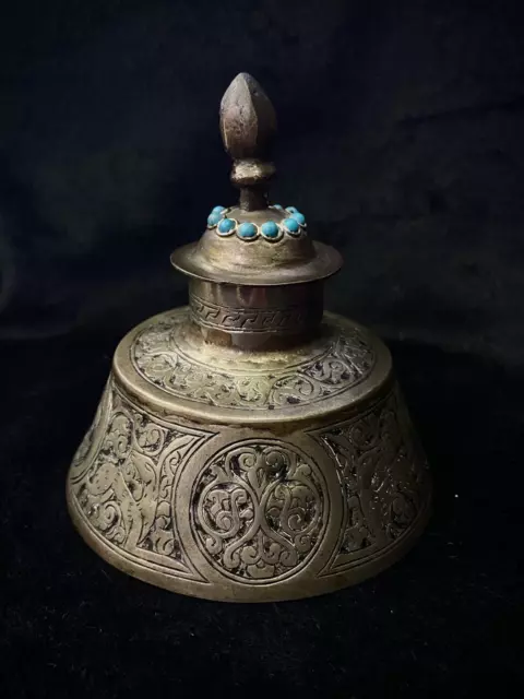Antique Islamic white Metal Box Museum Quality Beautiful Art with Turquoise