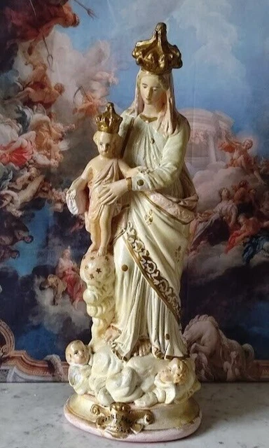 STATUE NOTRE DAME Des Victoires Vierge Marie En Platre Old Our Lady Of ...