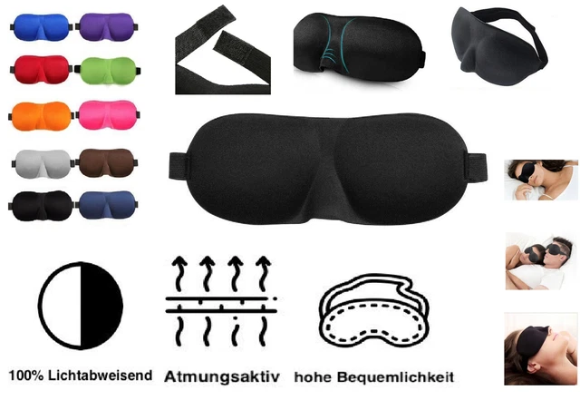 Schlafmaske Herren - Damen Seide Verstellbar Brille Augen Reise Augenbinde Black 2