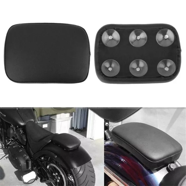Black Seat Pad with 6 Suction Cups for Motorcycle Rear Fender Rectangle Shape