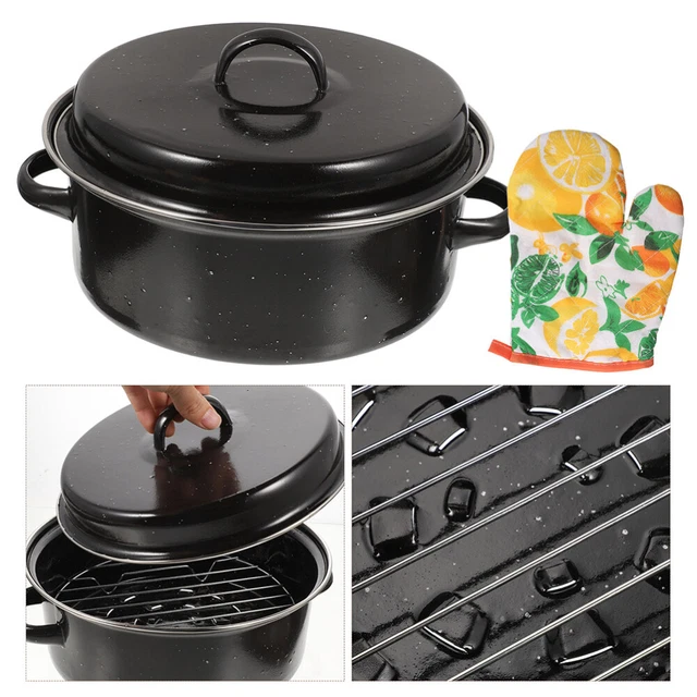 Piastra smaltata cucina-tacchino padella forno arrosto tacchino coperto tostatrice