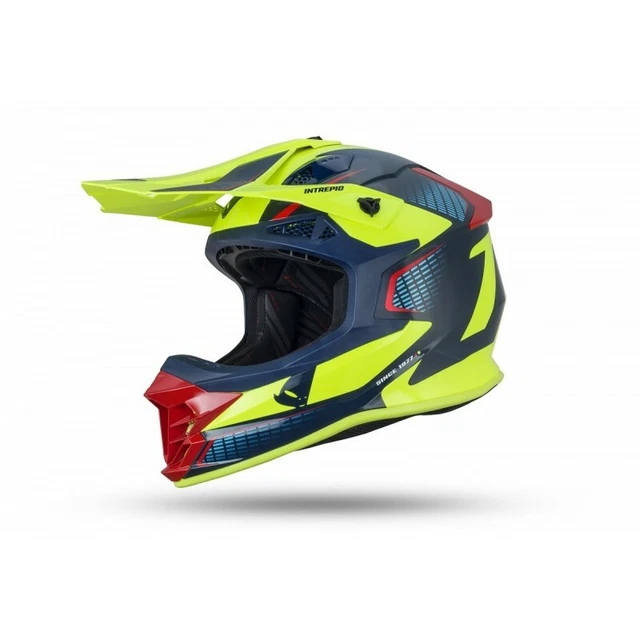 CASCO MOTOCROSS ENDURO Ufo Plast Intrepid Blu rosso e giallo fluo