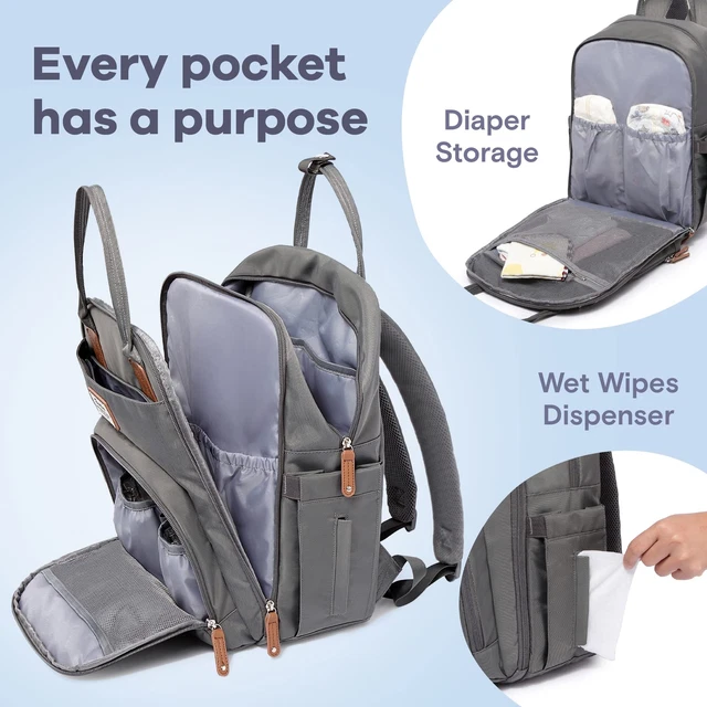 RUVALINO Diaper Bag Backpack, Multifunction Travel Back Pack Maternity Baby 3