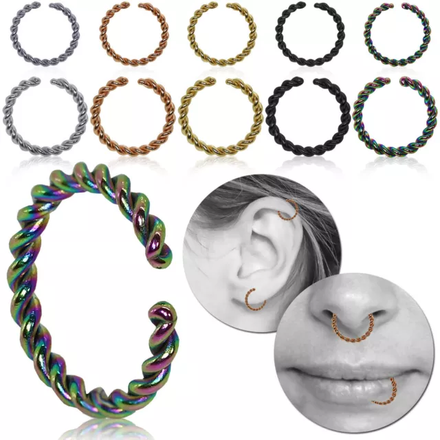 Acciaio Falso Piercing Septum Fakeplug Tragus Naso Labbra Orecchino Universale