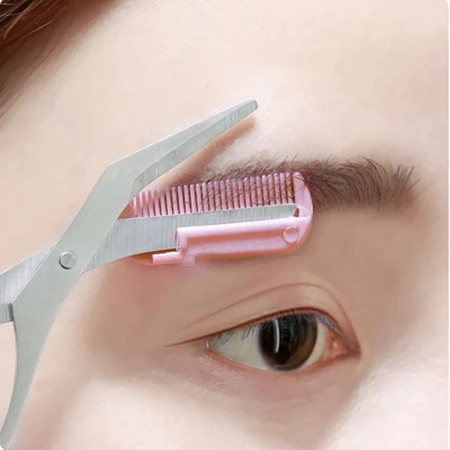 Trimmer sopracciglia forbici metallo depilatore viso rasoio con pettine E