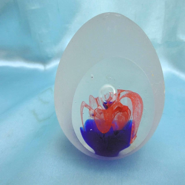 Presse-Papier Sulfure Flammes En Verre Bleu 9 X 6 Cm - Style Campagne
