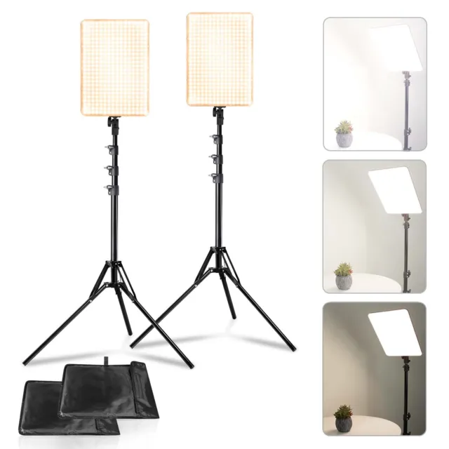LS [2PCS] Dimmable Bi-Color Photo Lighting Panel with Video Studio Light Stand