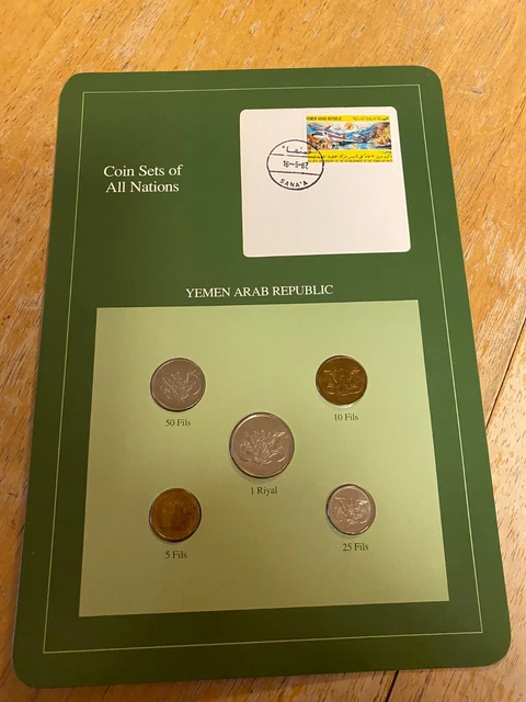 Coin Sets Of All  Nations  Yemen Arab  Republic   1974 - 85  Unc  W / Card