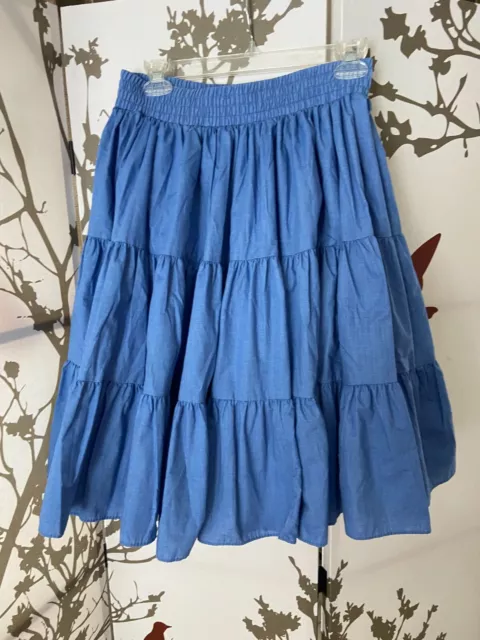 Square Up Fashions Dance Skirt Vintage Women's USA BLUE SZ M~